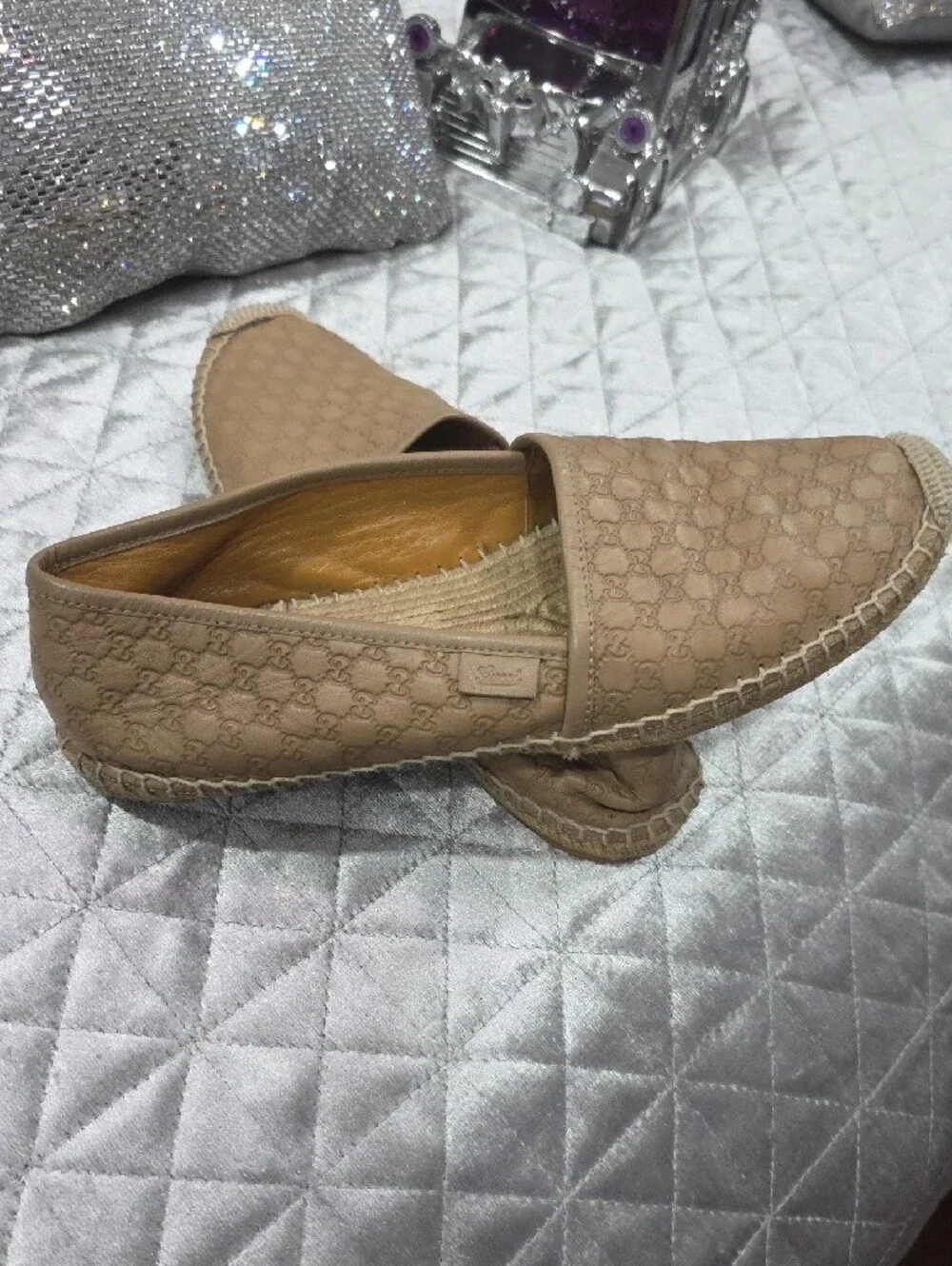 Gucci Tan Beige GG Monogram Espadrilles